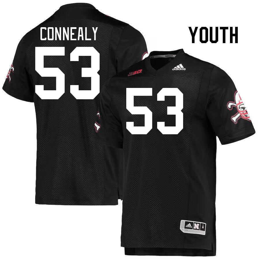 Youth #53 Conor Connealy Nebraska Cornhuskers College Football Jerseys Stitched Sale-Black - Click Image to Close